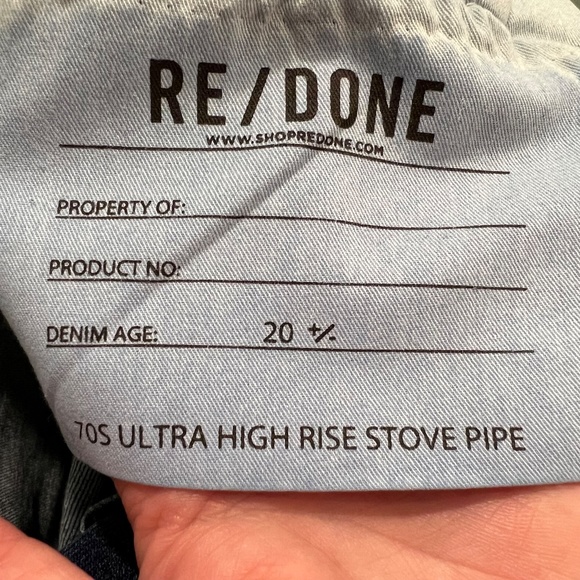 RE/DONE 70s Ultra High Rise Stove Pipe Jeans, Size 29, in Vintage Indigo Destroy - Picture 14 of 16